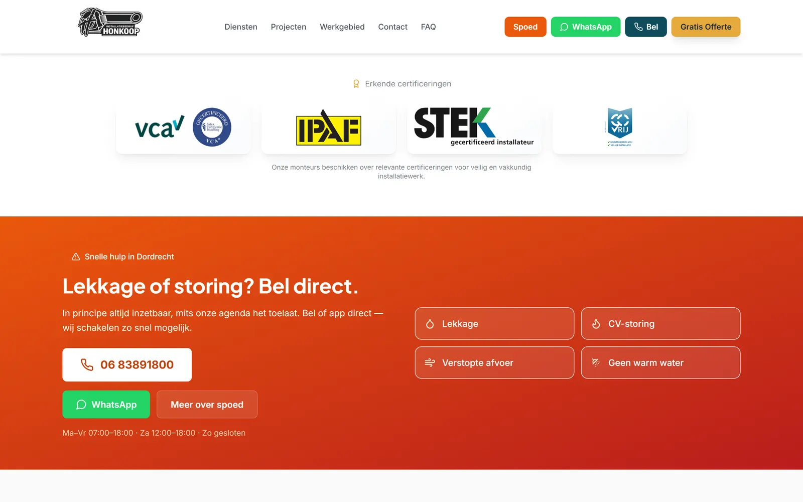 Installatiebedrijf Honkoop — screenshot 2